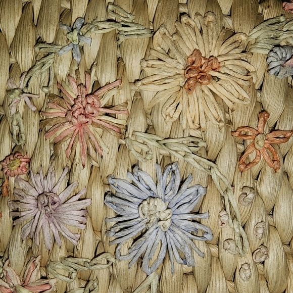 2001 vintage Capelli Straworld Straw Zip Tote Bag Purse Multi-Color Floral - Picture 6 of 12